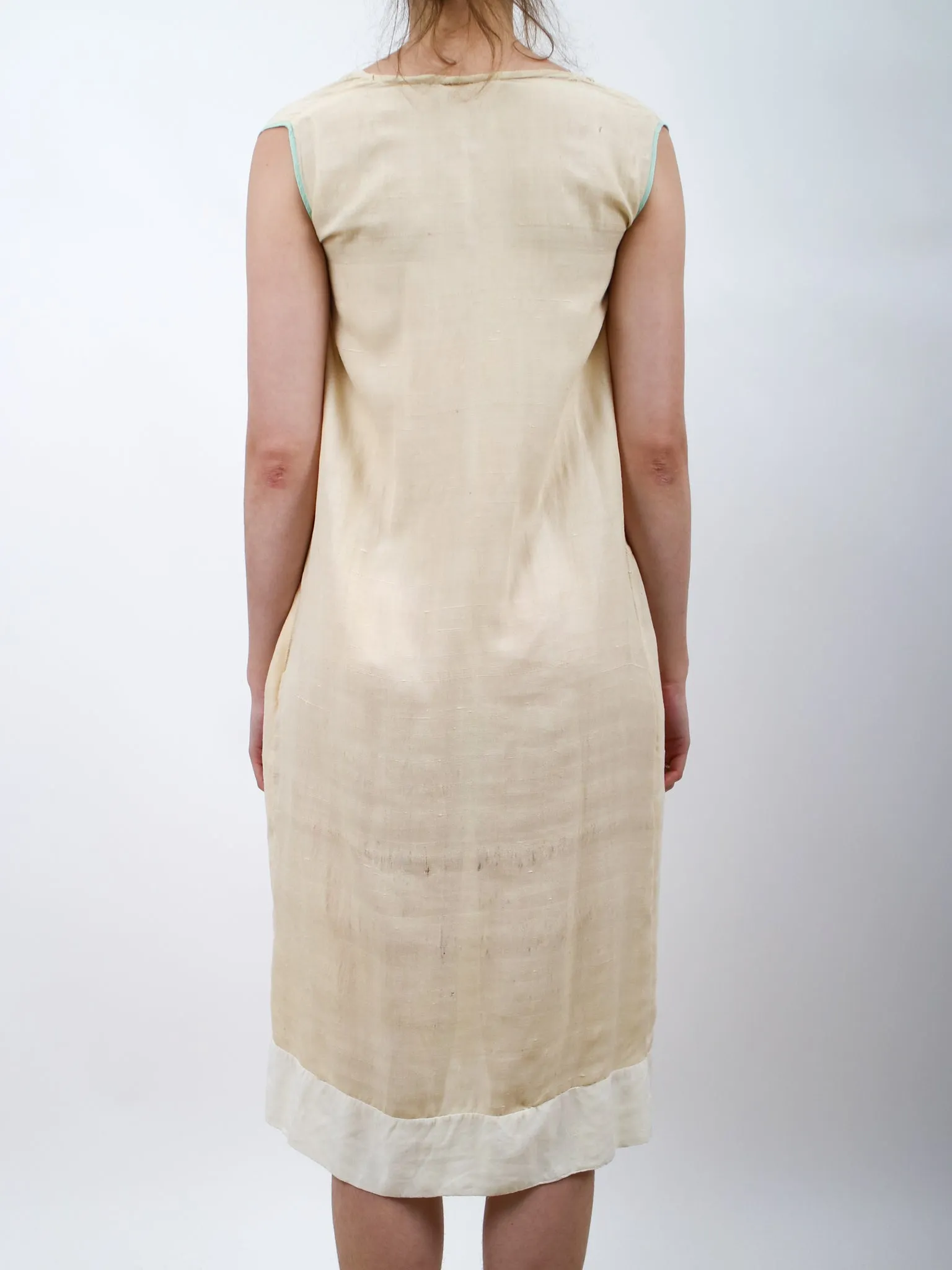 1920s Flapper Era Silk Bibbed Slip Dress