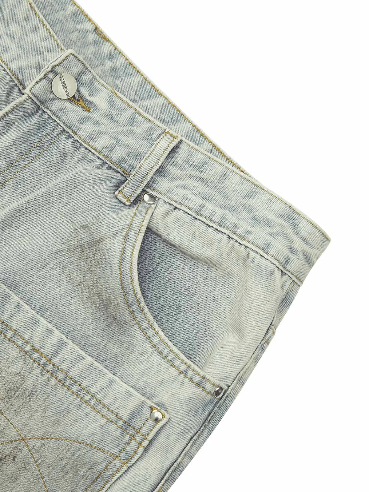 1984 Retro Washed Reverse Design Hip-Hop Jeans