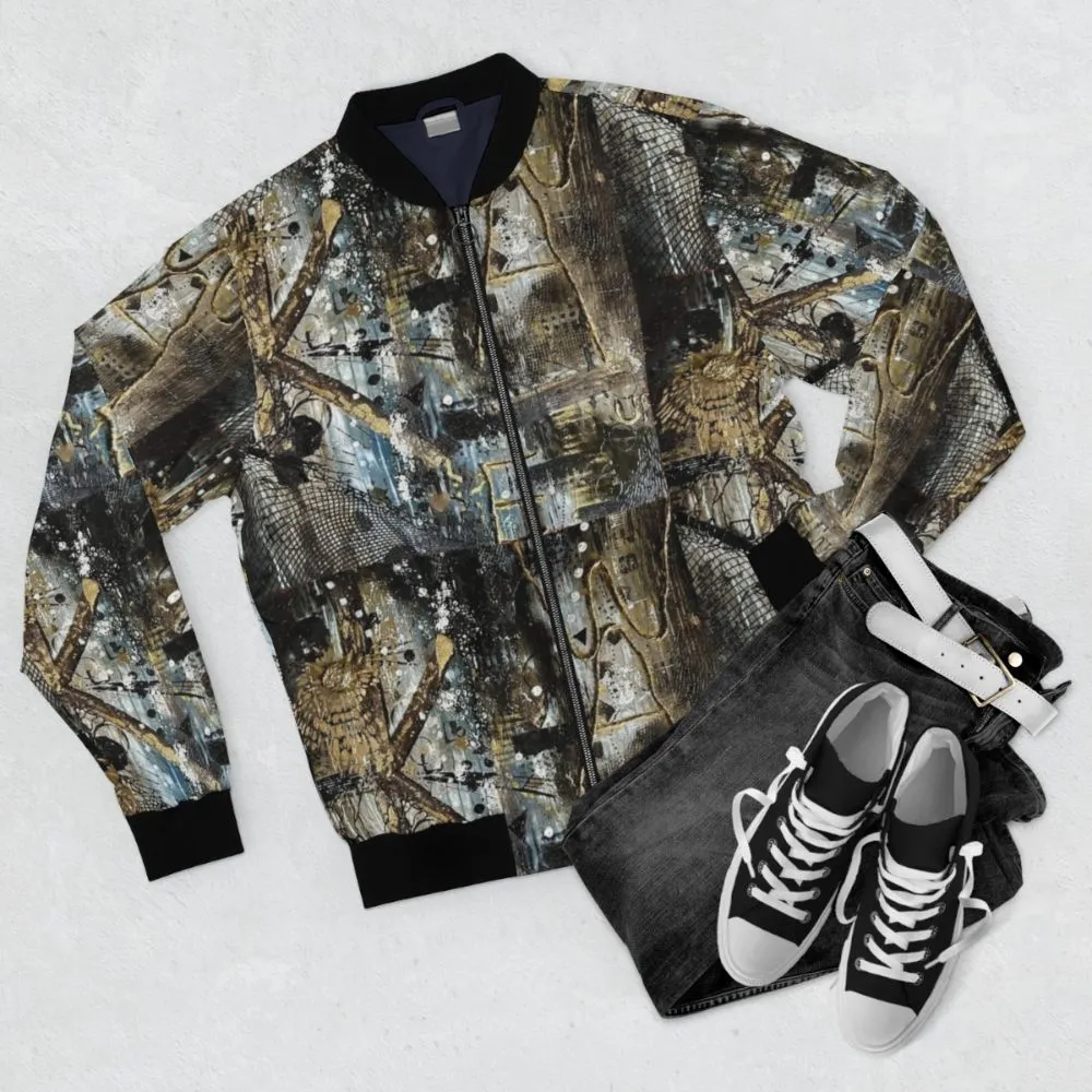 Abstract 'Wake Up' Bomber Jacket