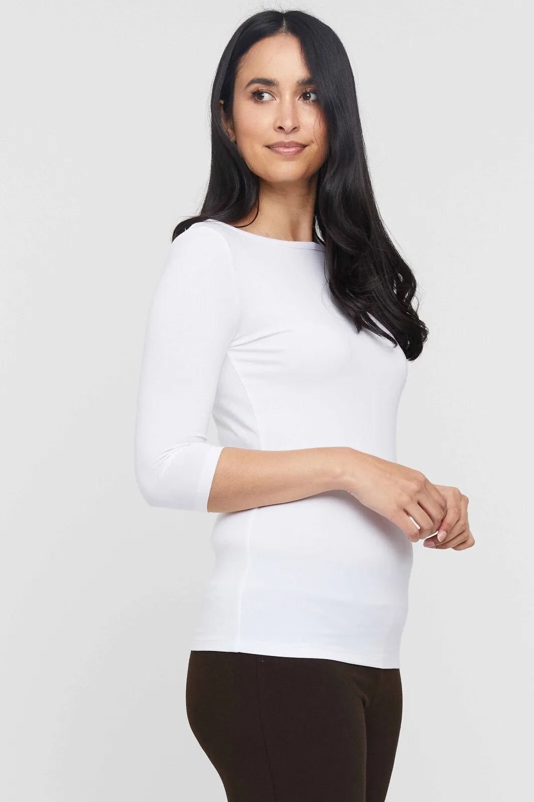 Ada Bamboo Boatneck Top - White