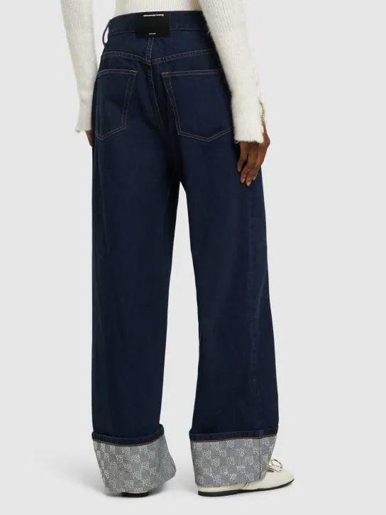 Alexander Wang   Embellished straight cotton jeans 