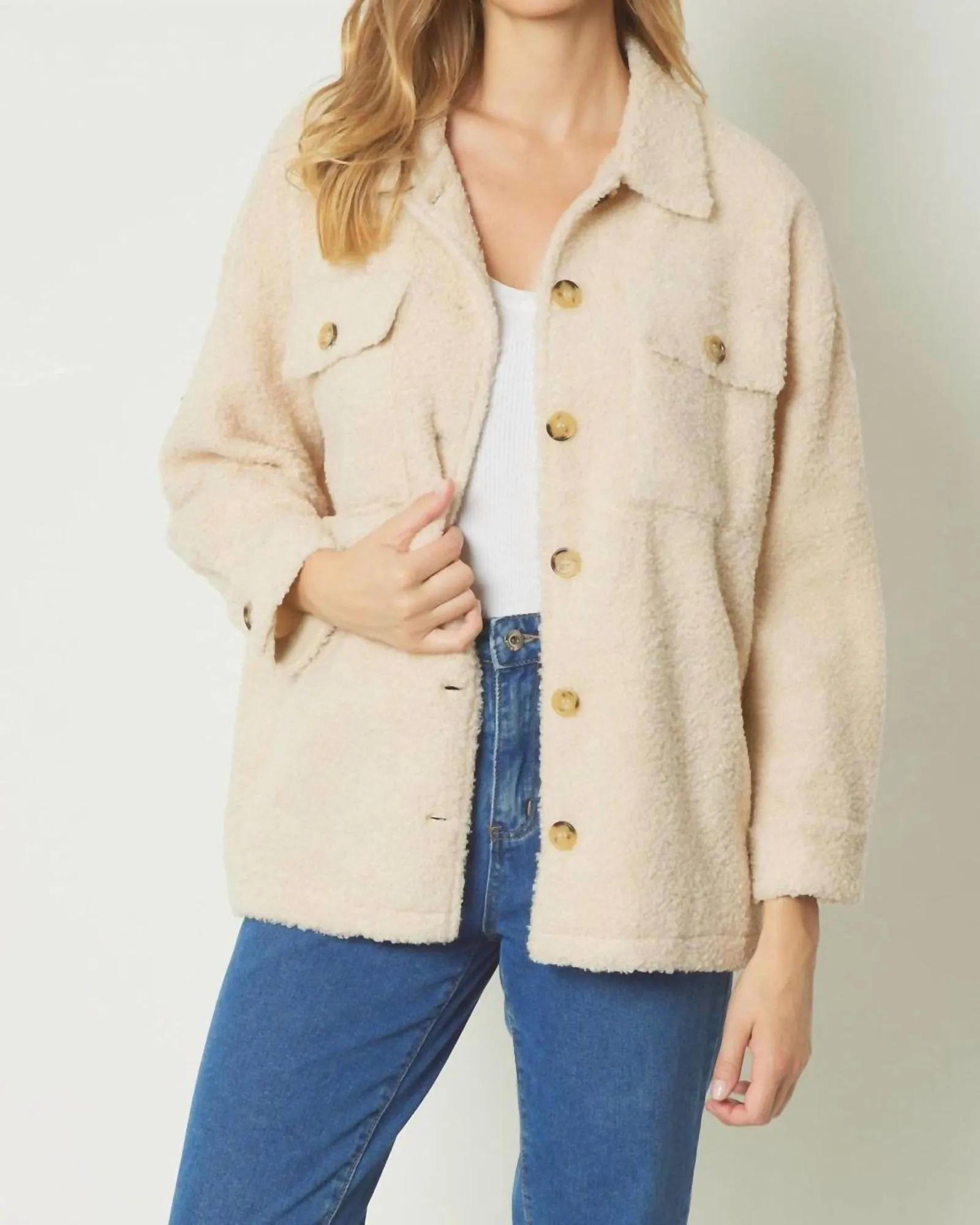 Annalise Teddy Jacket in Ecru | Ecru