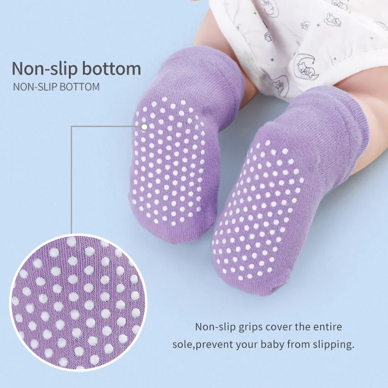 Anti Skid Socks for Boys and Girls (1-3 Years, Pack of 3 , Choose your color )