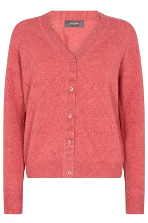 Arona Pattern V-Neck Knit Cardigan | Faded Rose | Strik fra Mos Mosh