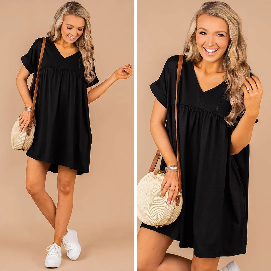 At Peace Black Babydoll Dress