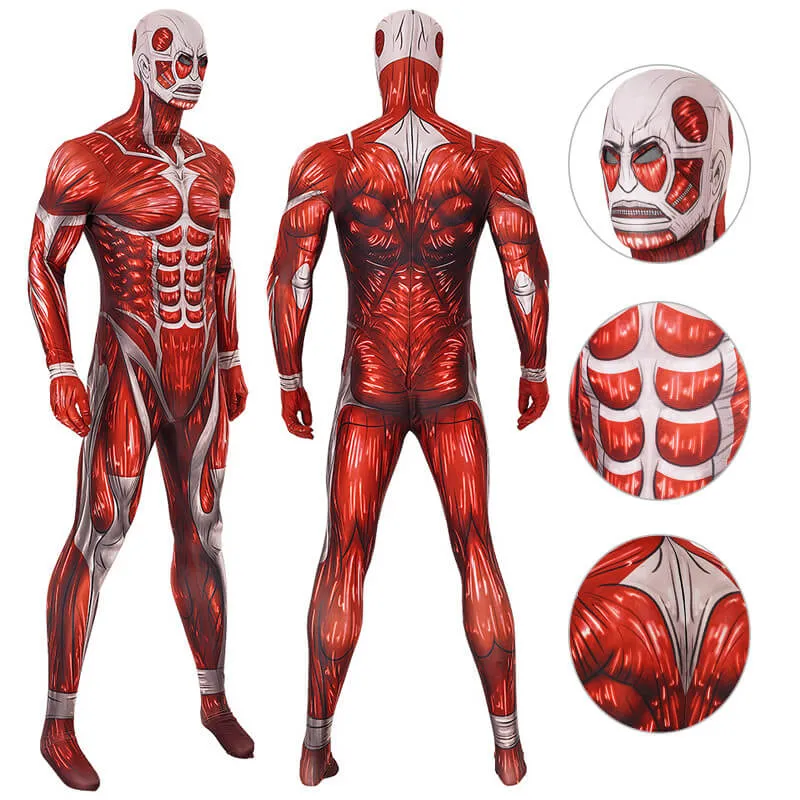 Attack on Titan Bodysuit Adult Lycra Zentai Jumpsuit Titan Muscle Cosplay Costumes BEcostume