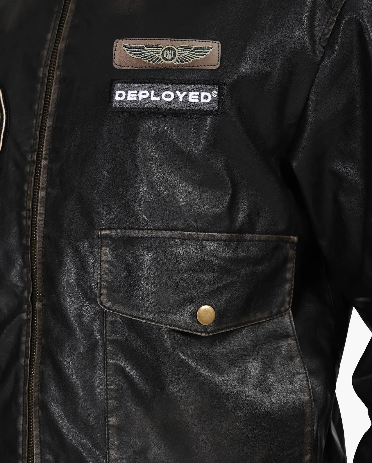 Aviator Bomber Vegan Leather Jacket