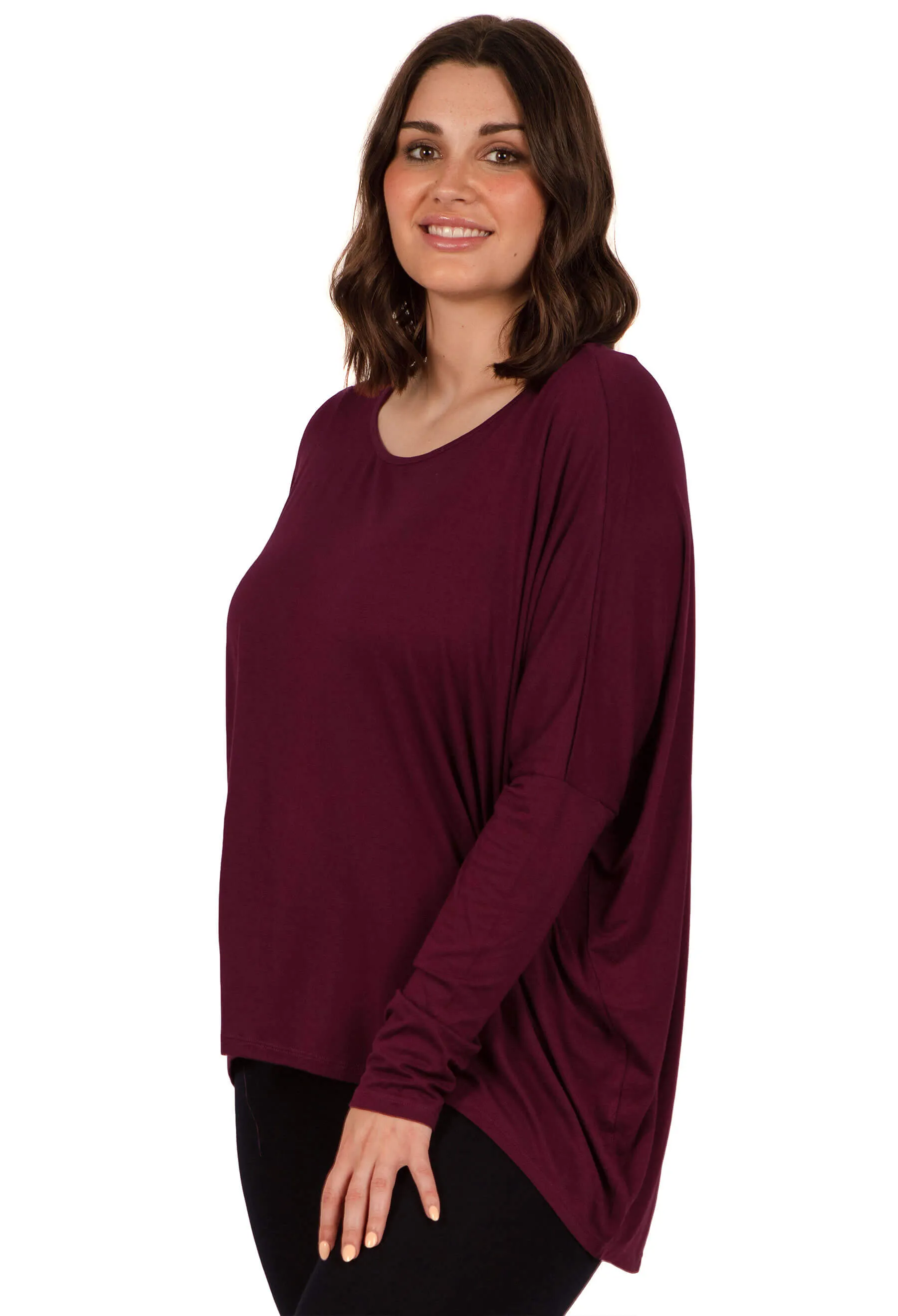 Bamboo Boat Neck Long Sleeve Top