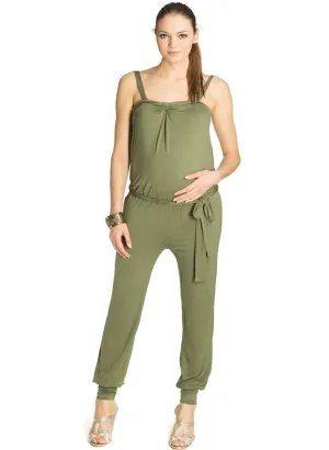 Bangkok Jersey Maternity Jumpsuit - Khaki