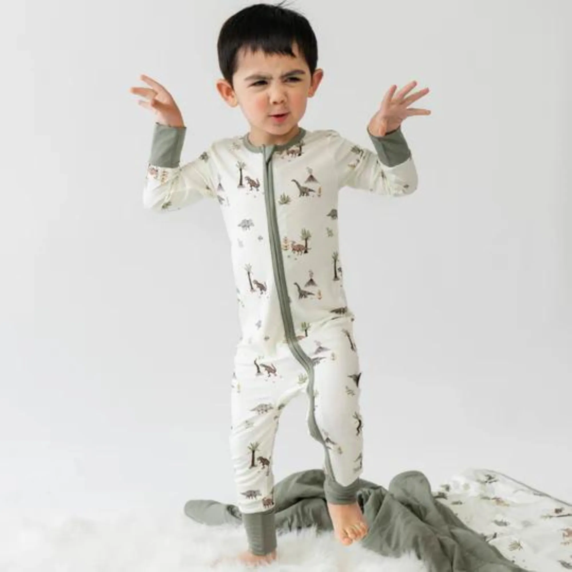 BELAN J Footless Sleeper with Fold-Over Cuffs - Dinoland