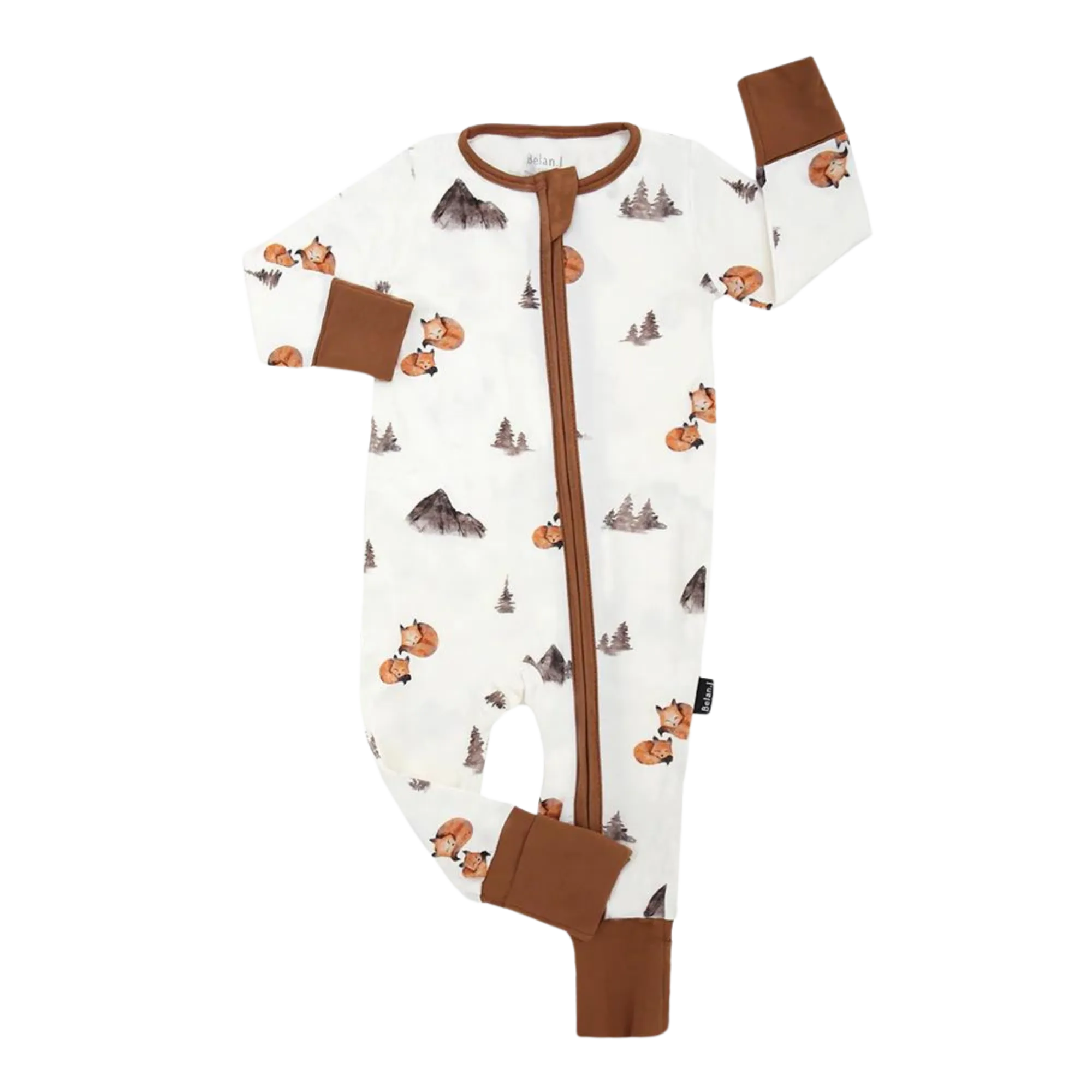 BELAN J Footless Sleeper with Fold-Over Cuffs - Foxes