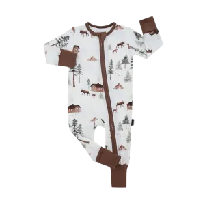 BELAN J Footless Sleeper with Fold-over Cuffs - Moose