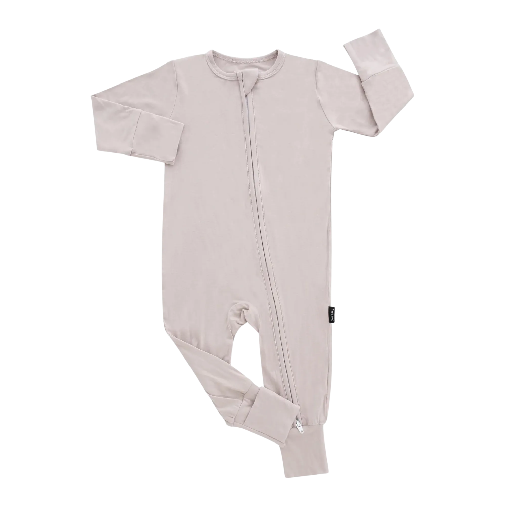 BELAN J Footless Sleeper with Fold-Over Cuffs - Oat