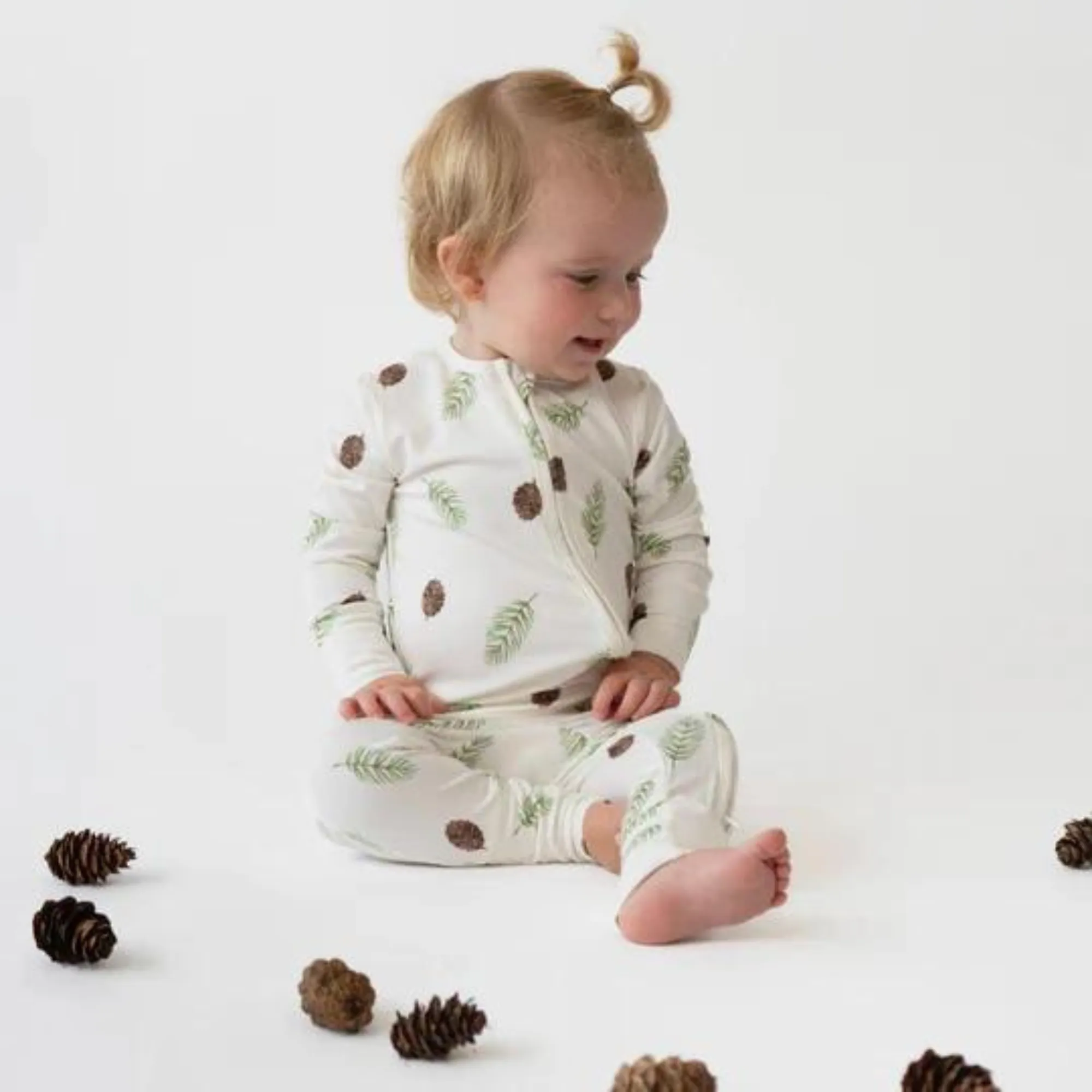 BELAN J Footless Sleeper with Fold-Over Cuffs - Pine Cones