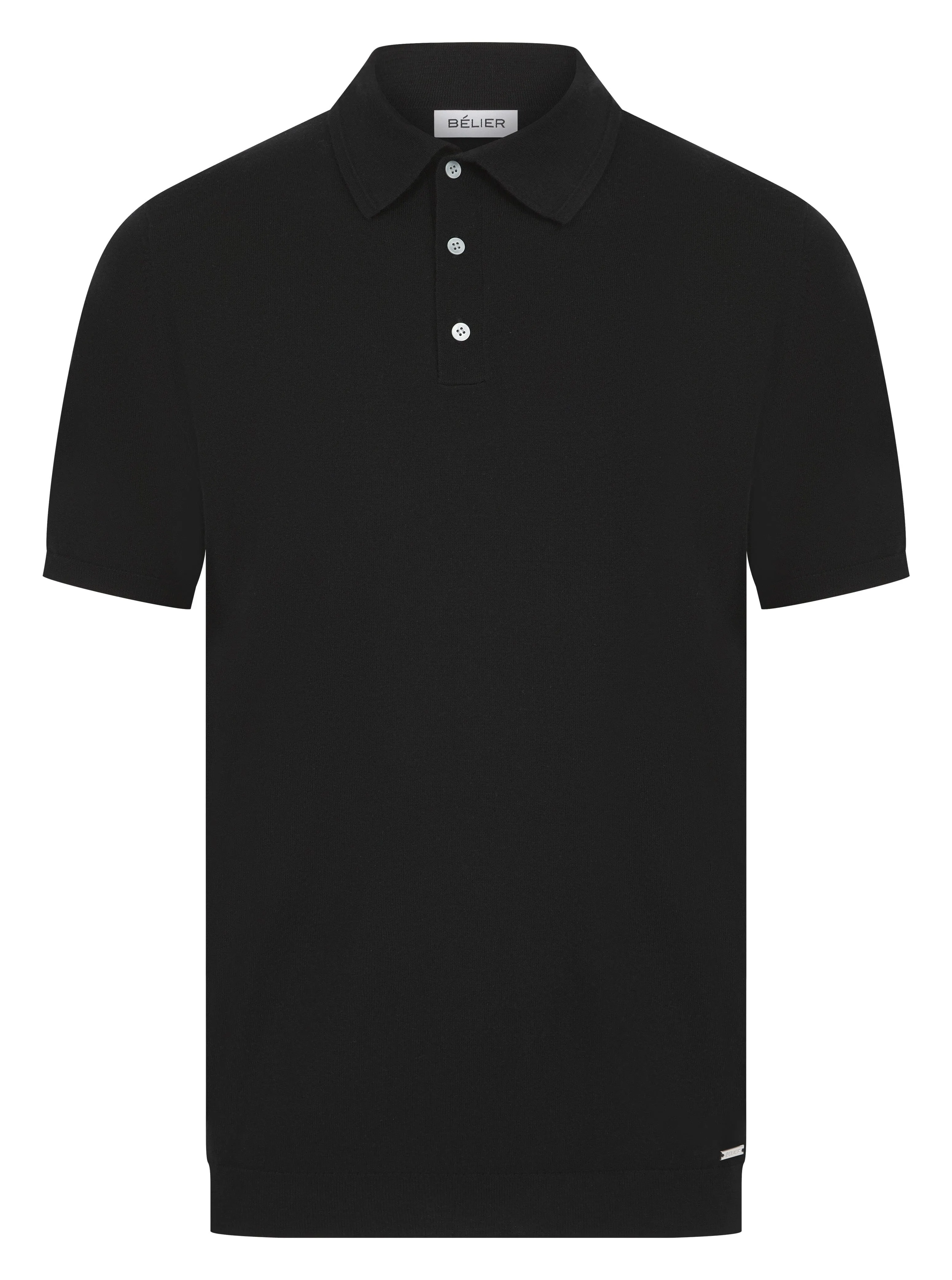 Black Button Merino Polo