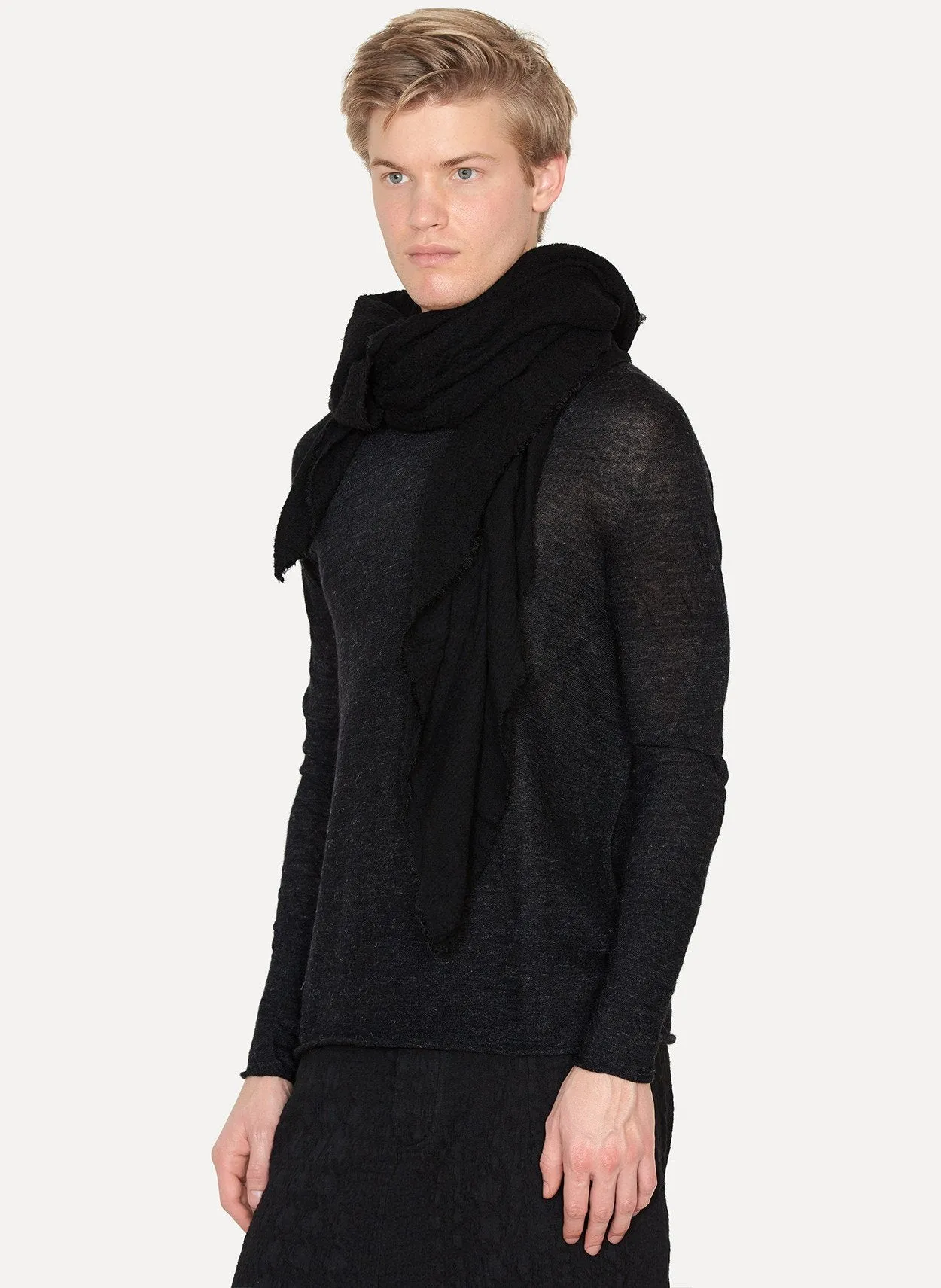 Black Modal Cashmere Silk Scarf Kleby