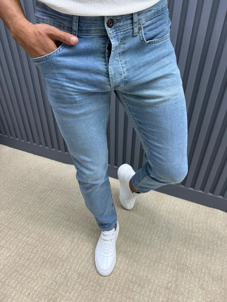 Blue Slim Fit Jeans for Men by GentWith.com