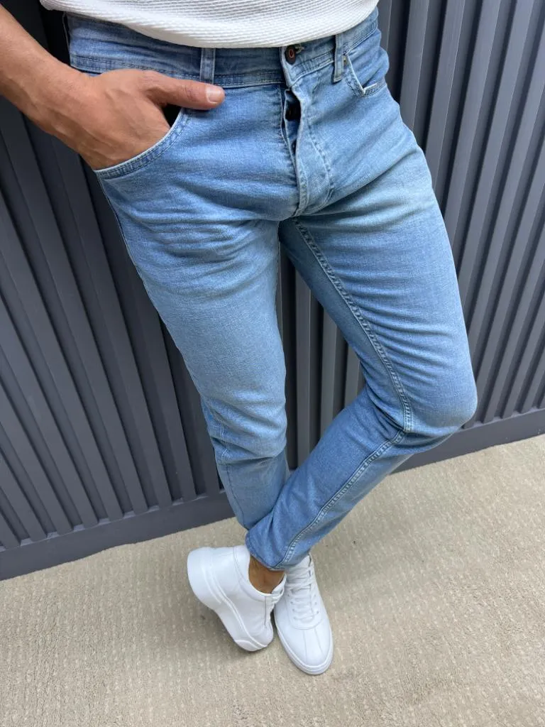 Blue Slim Fit Jeans for Men by GentWith.com