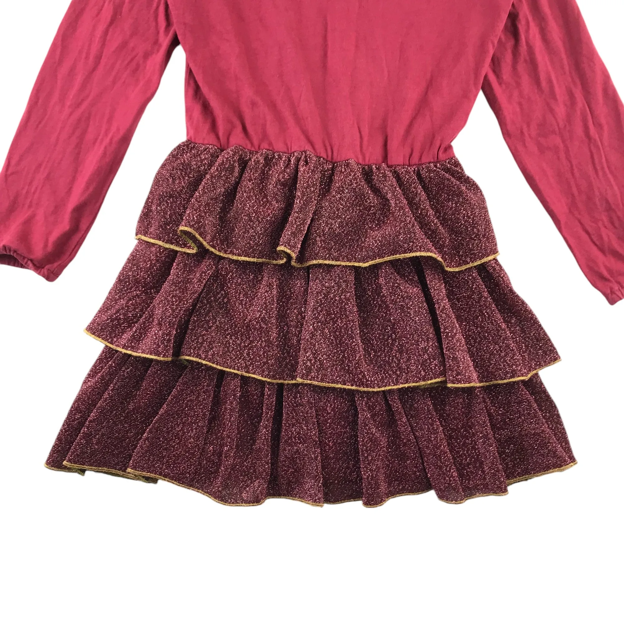 Boden dress 5-6 years burgundy sparkly layered skirt long sleeve