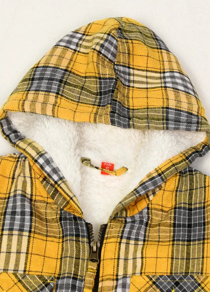 Boys Sherpa Lined Flannel Jacket,Full Zip Up Plaid