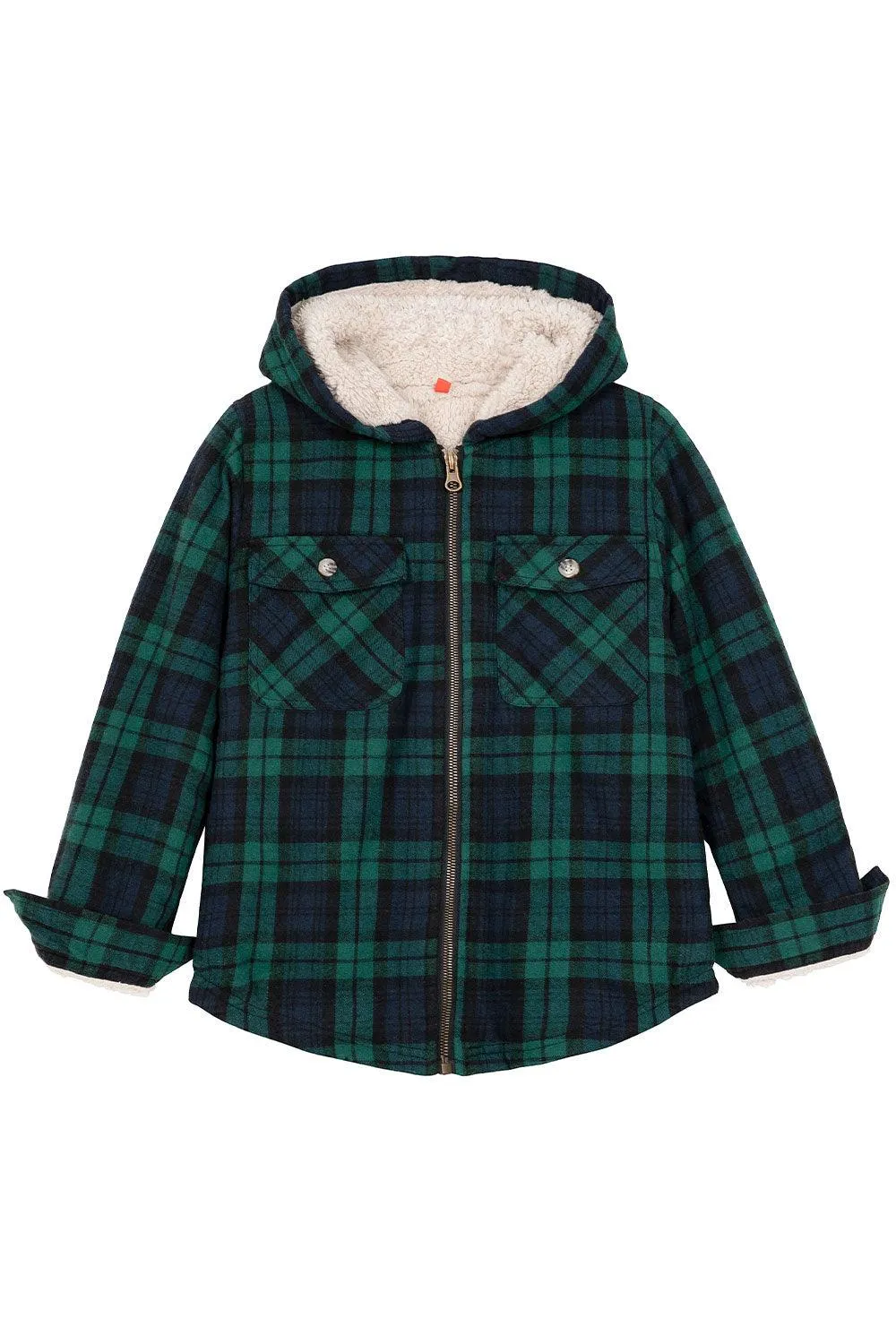 Boys Sherpa Lined Flannel Jacket,Full Zip Up Plaid