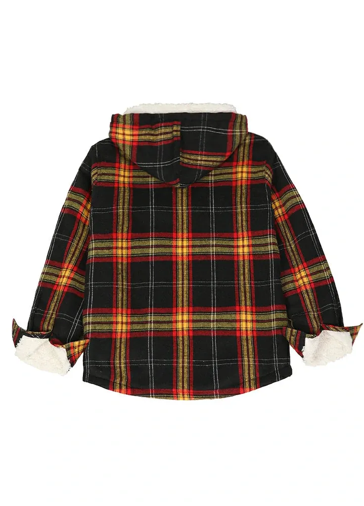 Boys Sherpa Lined Flannel Jacket,Full Zip Up Plaid