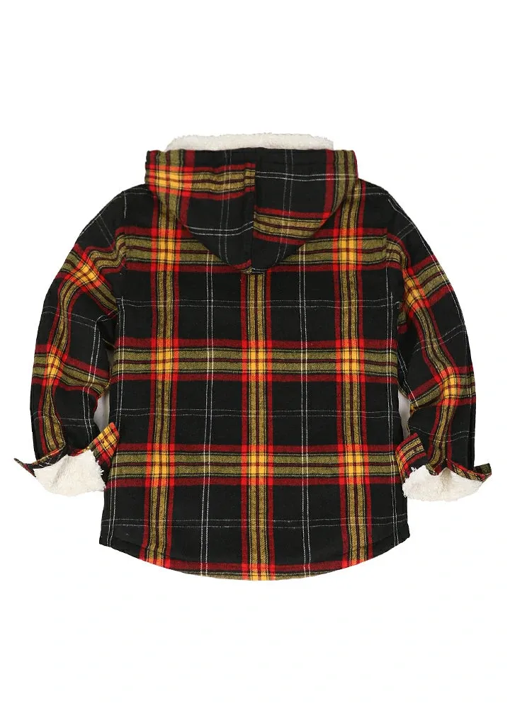 Boys Sherpa Lined Flannel Jacket,Full Zip Up Plaid