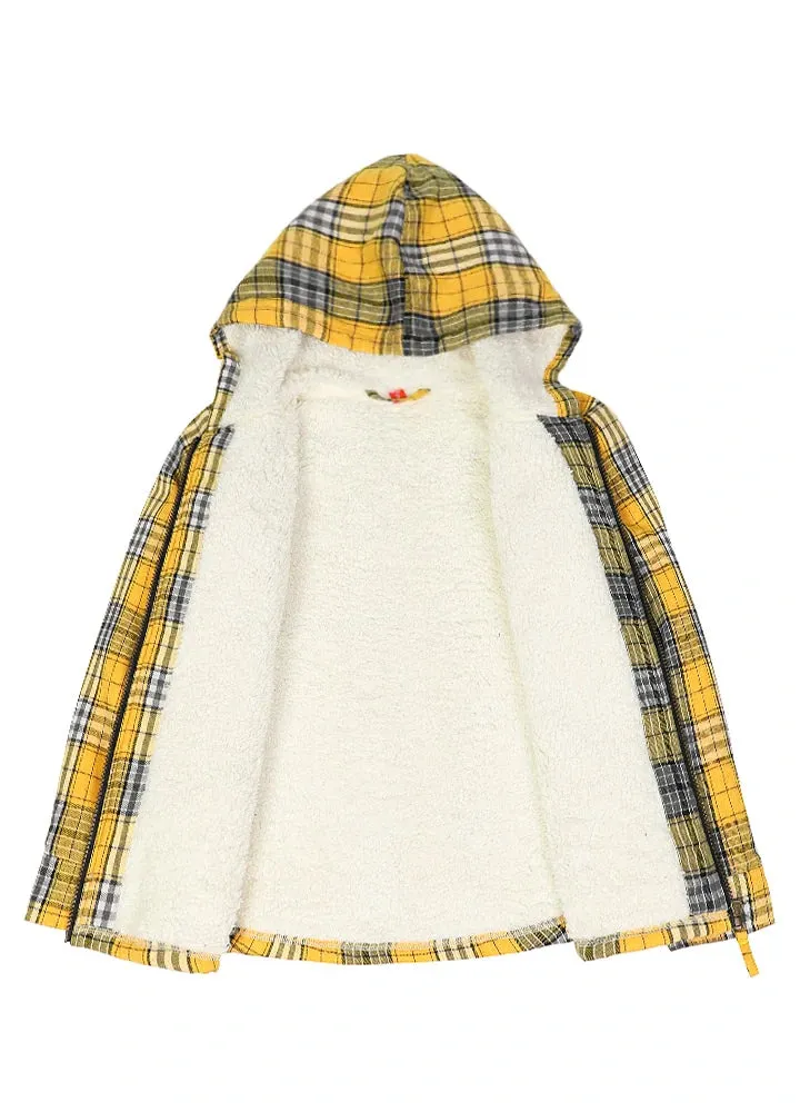 Boys Sherpa Lined Flannel Jacket,Full Zip Up Plaid