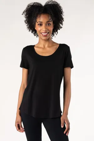 Brenda U-Neck Bamboo Tee - Black