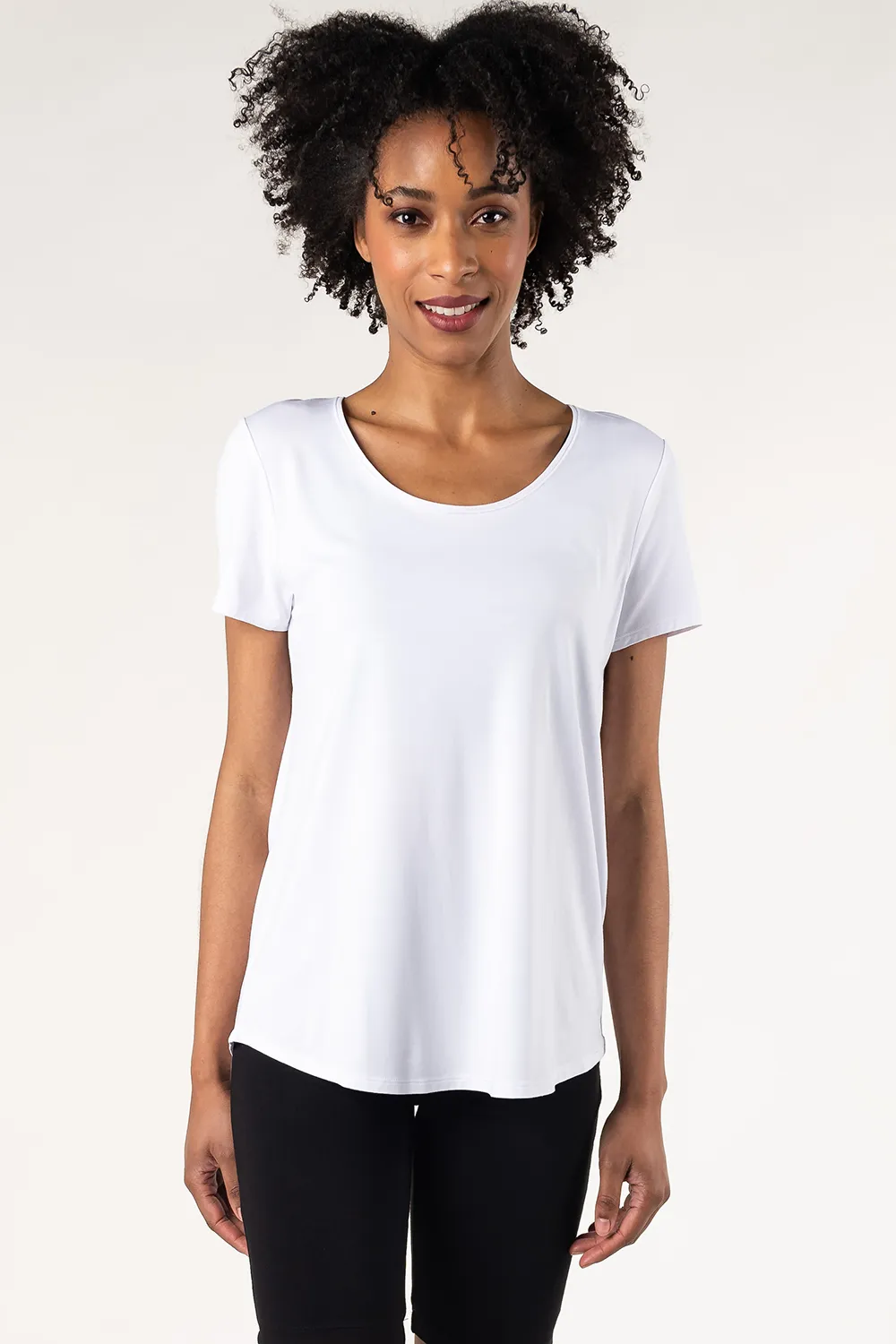 Brenda U-Neck Bamboo Tee - White