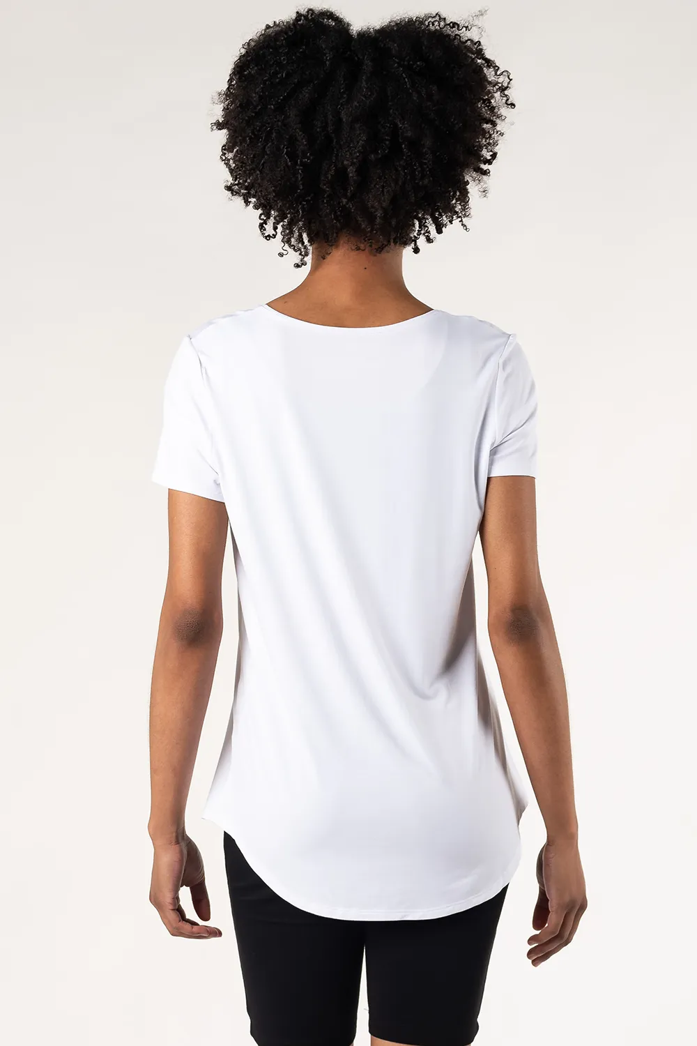 Brenda U-Neck Bamboo Tee - White