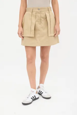 Brown Cotton Layered Mini Skirt