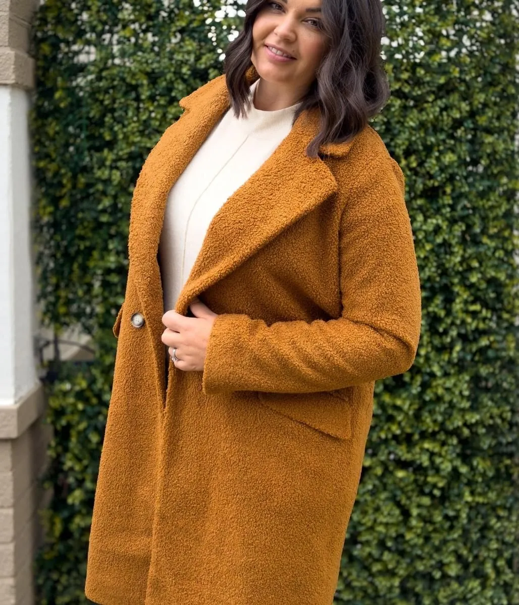 Brown Teddy Boucle Coat