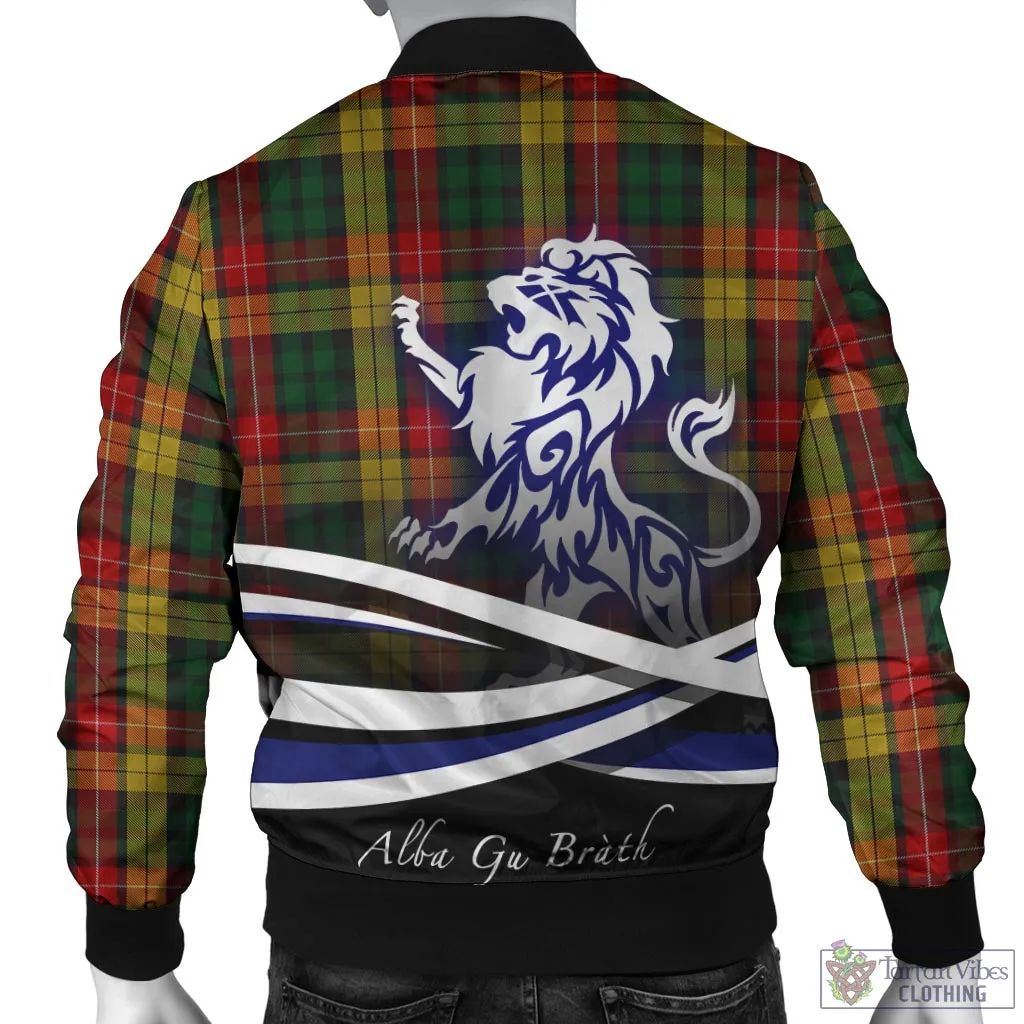 Buchanan Tartan Bomber Jacket with Alba Gu Brath Regal Lion Emblem