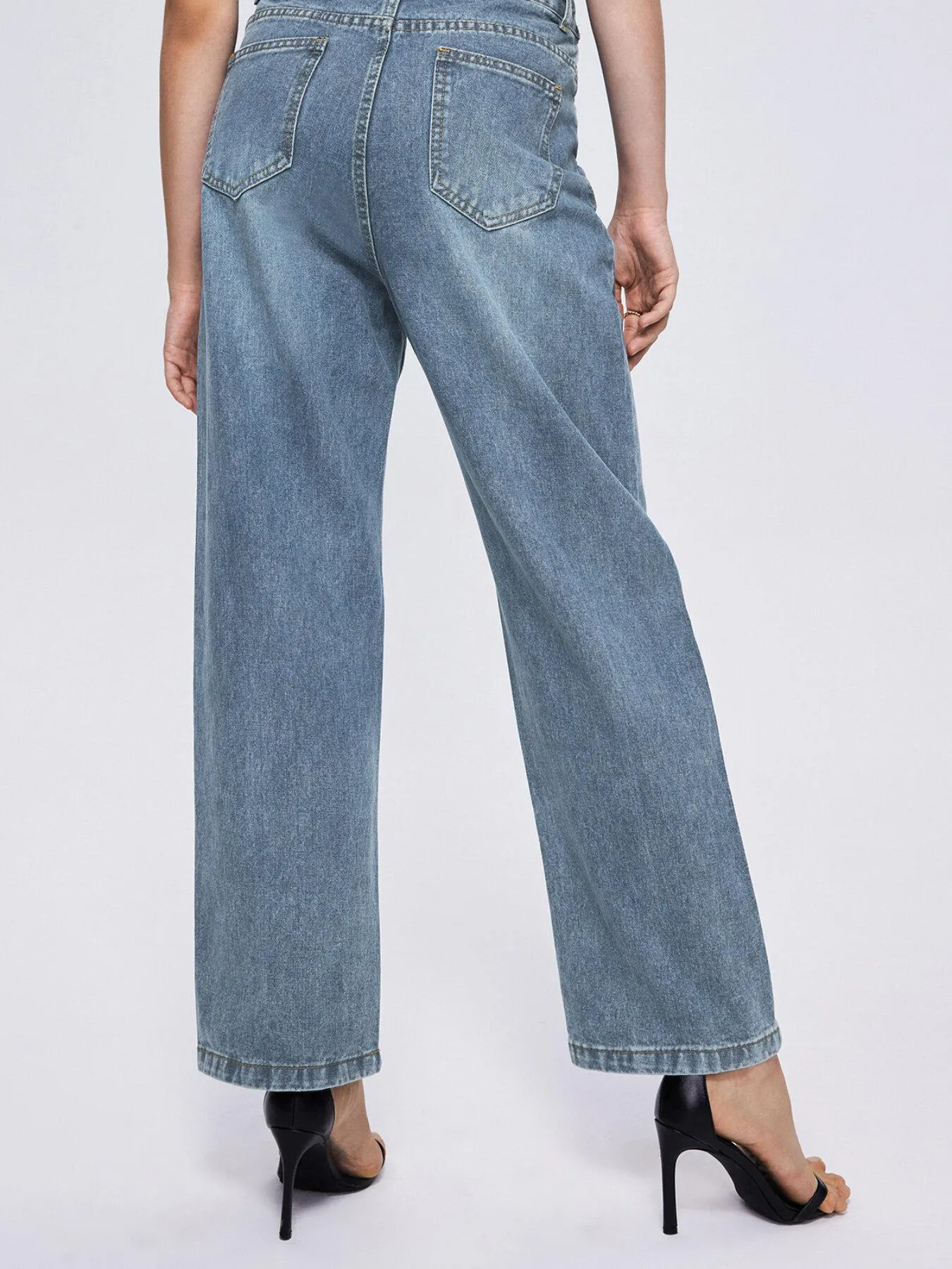 Button Front Straight Leg Jeans