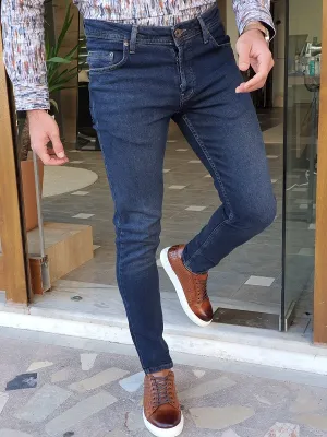 Buy Navy Blue Slim Fit Jeans by GentWith.com with Worldwide Shipping