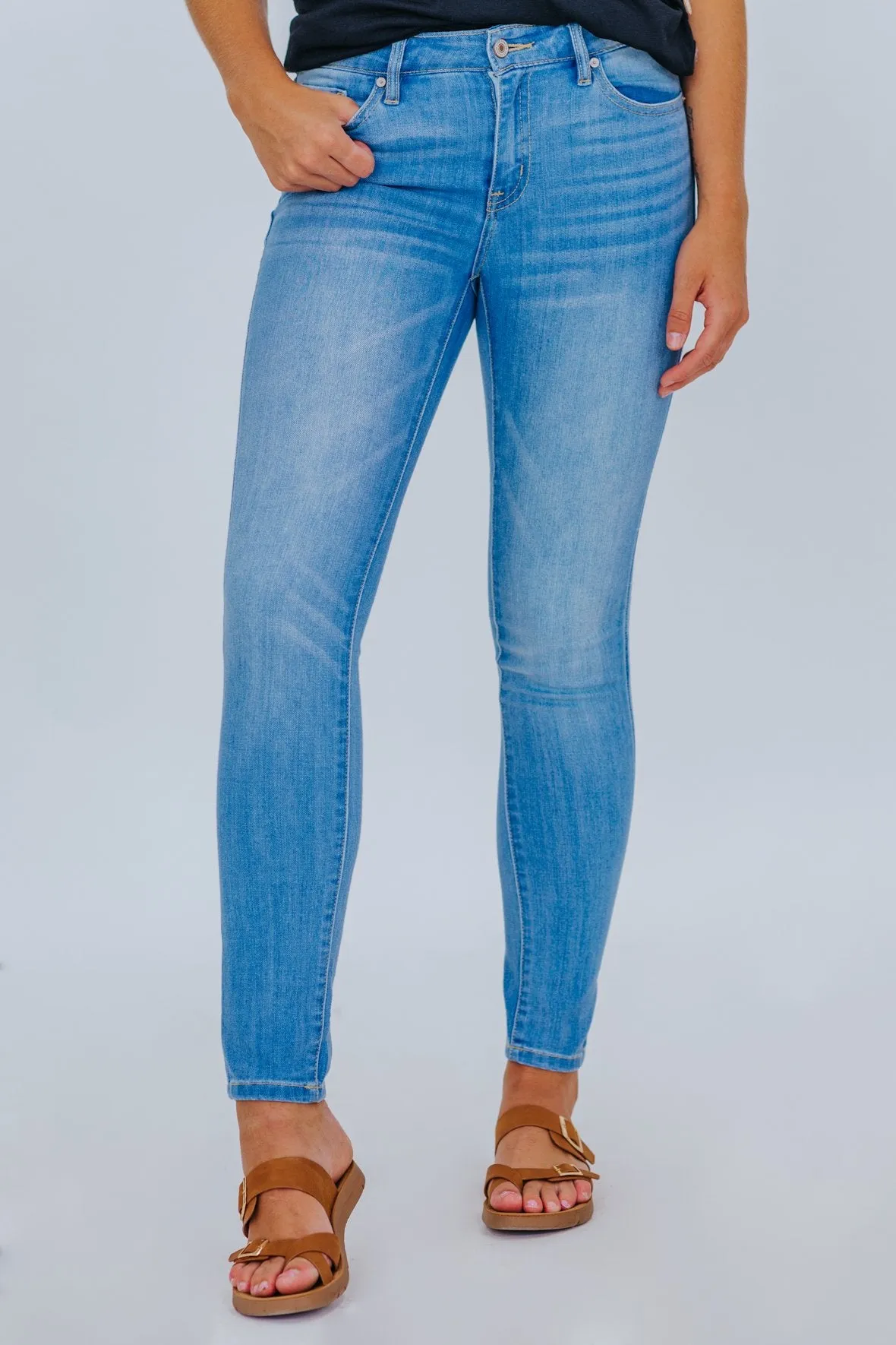 Carly Cello High Rise Super Skinny Medium Wash Jeans