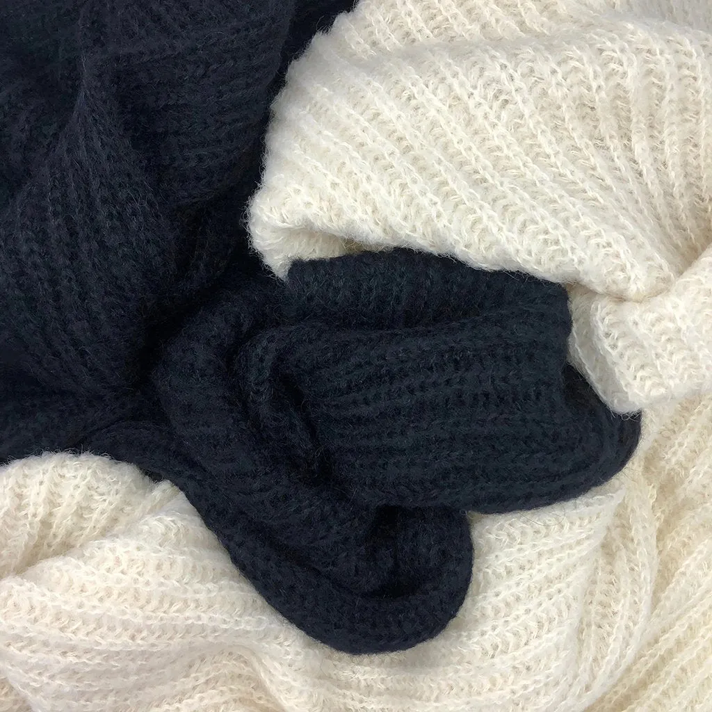 Chunky Black Knit Alpaca Scarf by SLATE   SALT