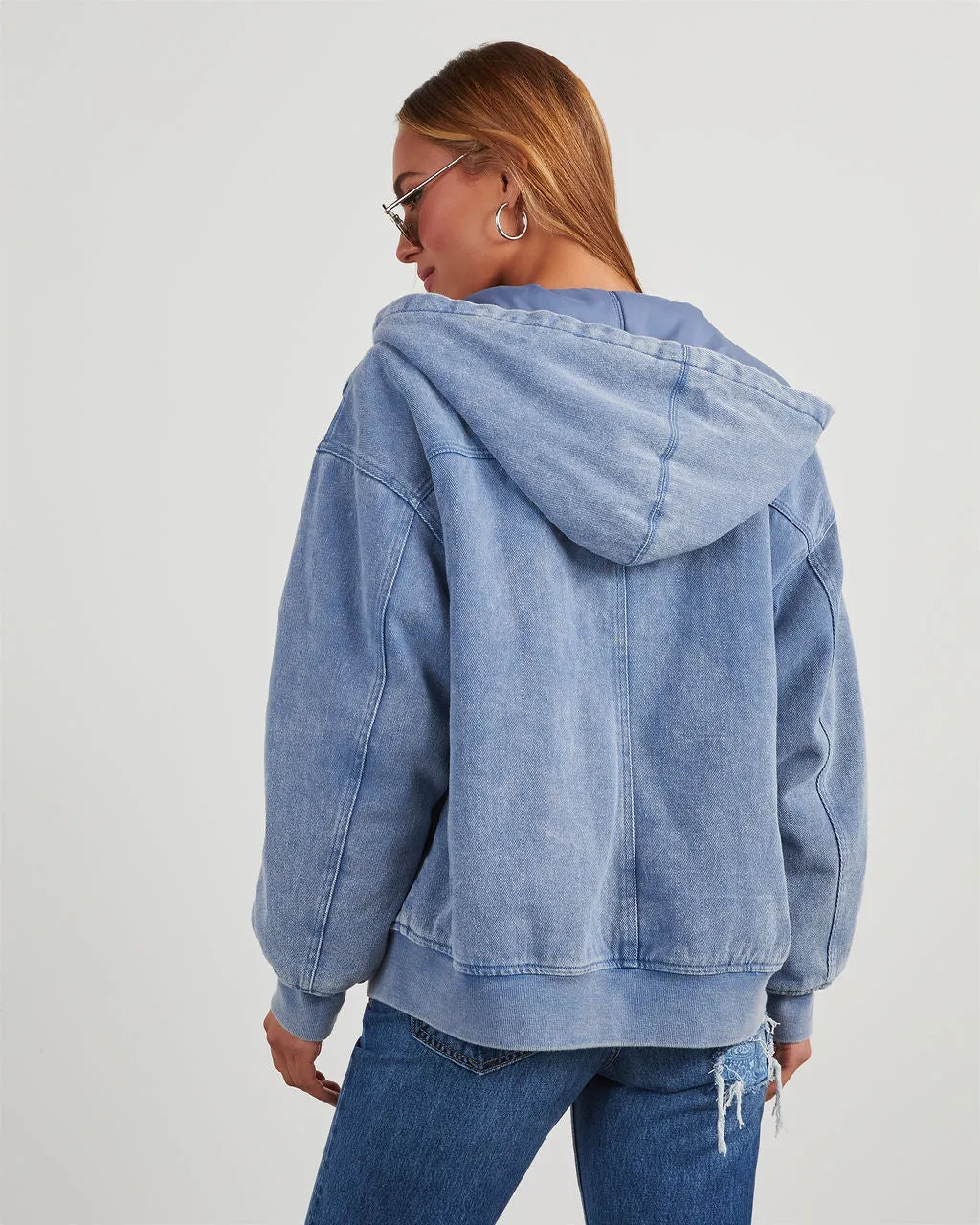 Conner Reversible Hooded Denim Bomber Jacket