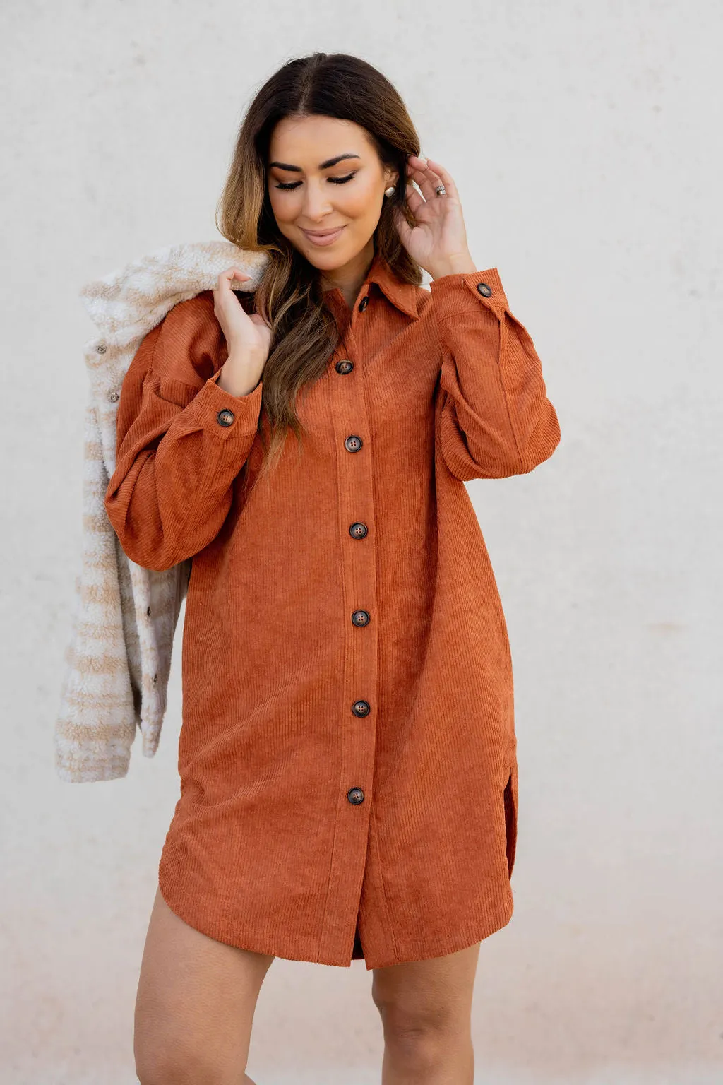 Corded Side Slit Tunic Shacket