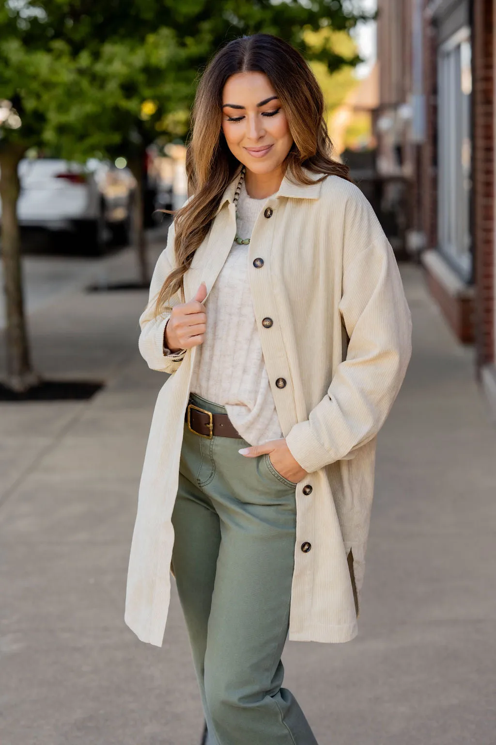 Corded Side Slit Tunic Shacket