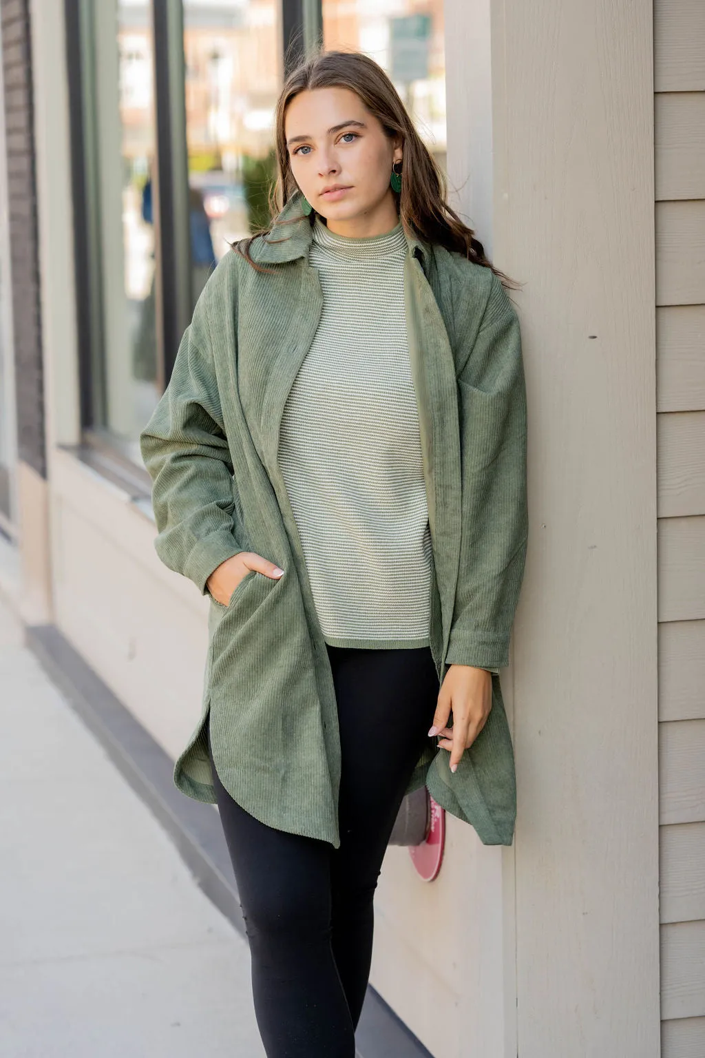 Corded Side Slit Tunic Shacket