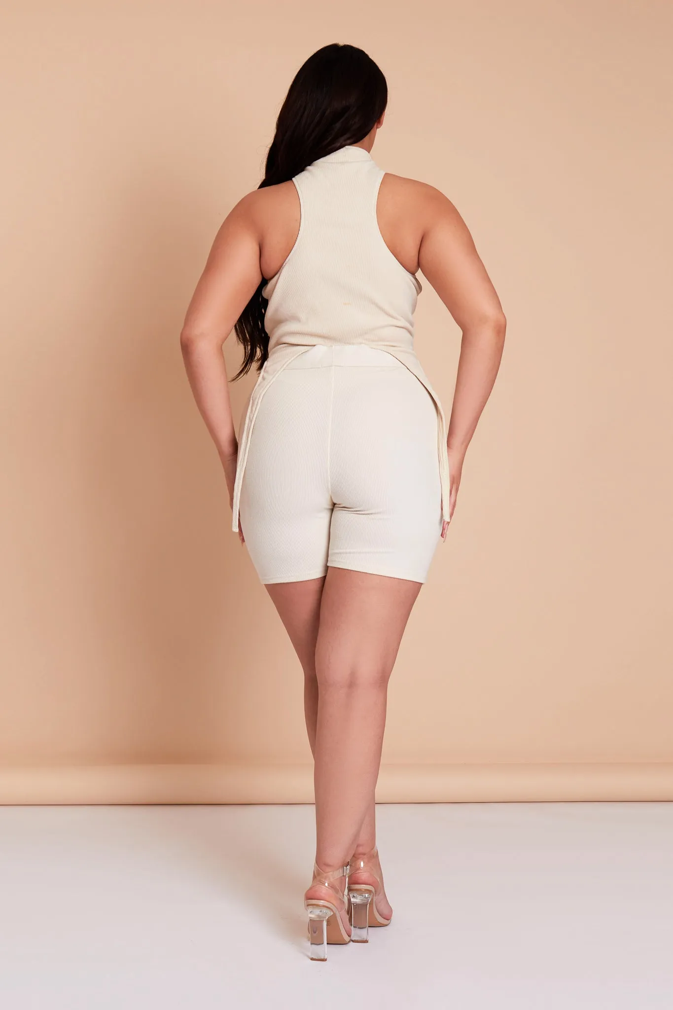 Costela - CREAM RIBBED SHORTS