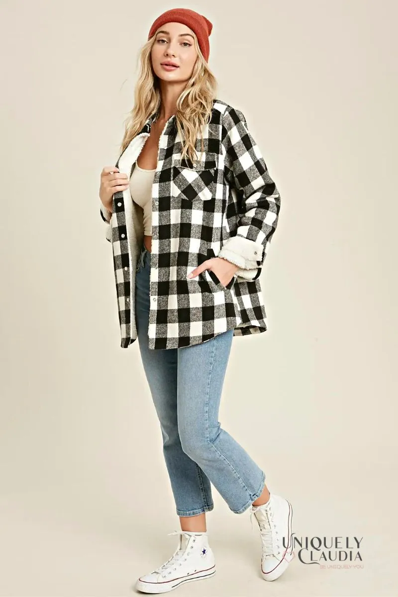 Cristal Plaid Sherpa Lined Shacket