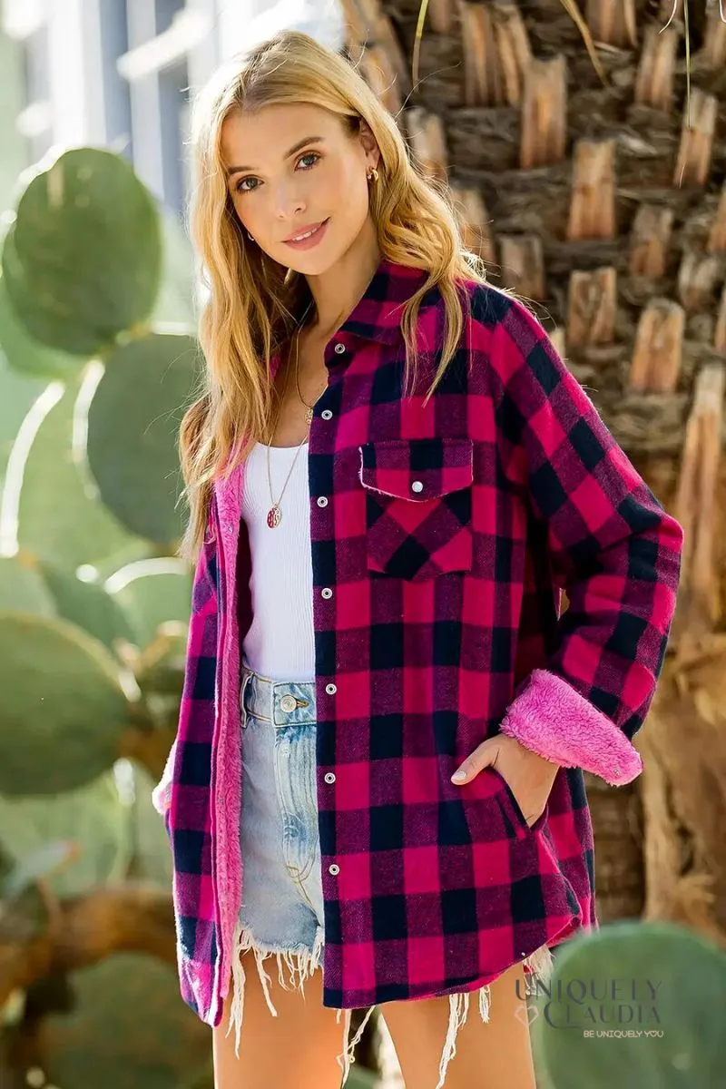 Cristal Plaid Sherpa Lined Shacket