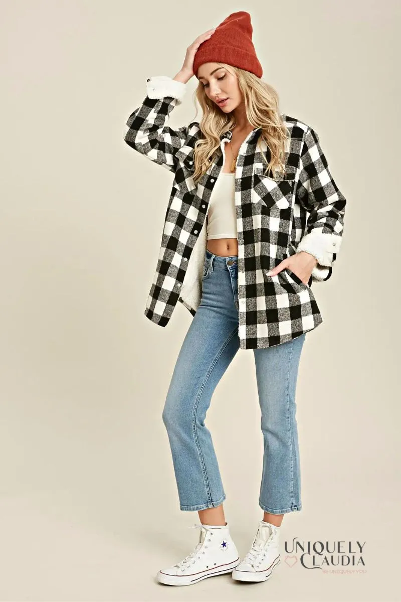 Cristal Plaid Sherpa Lined Shacket