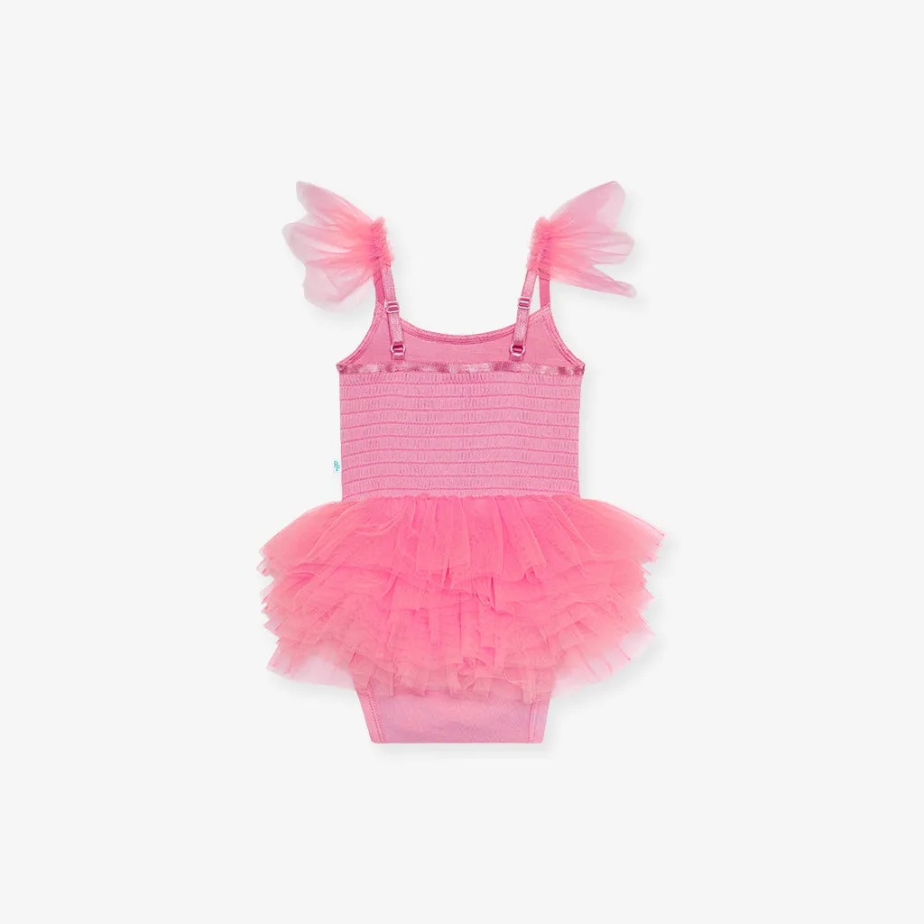 Cruisin' Pink Tulle Smocked Bodysuit Dress