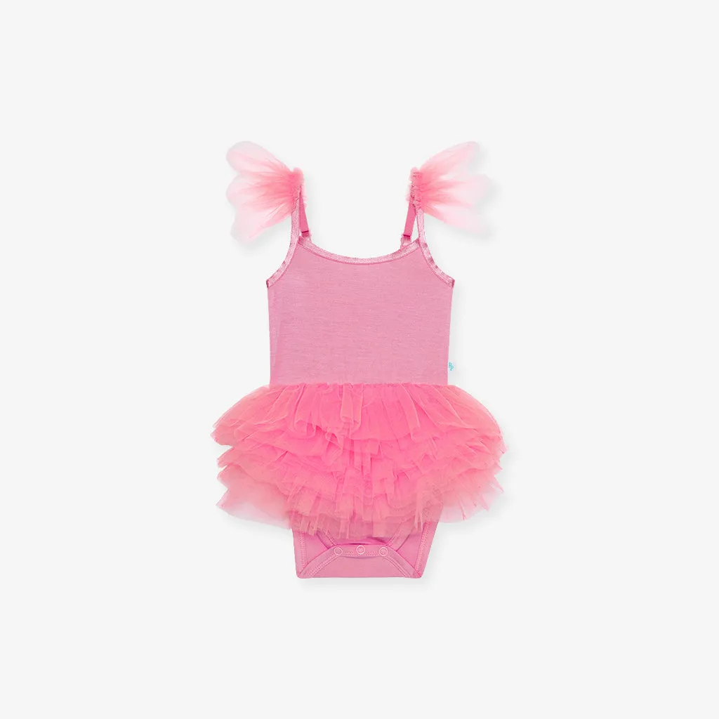 Cruisin' Pink Tulle Smocked Bodysuit Dress