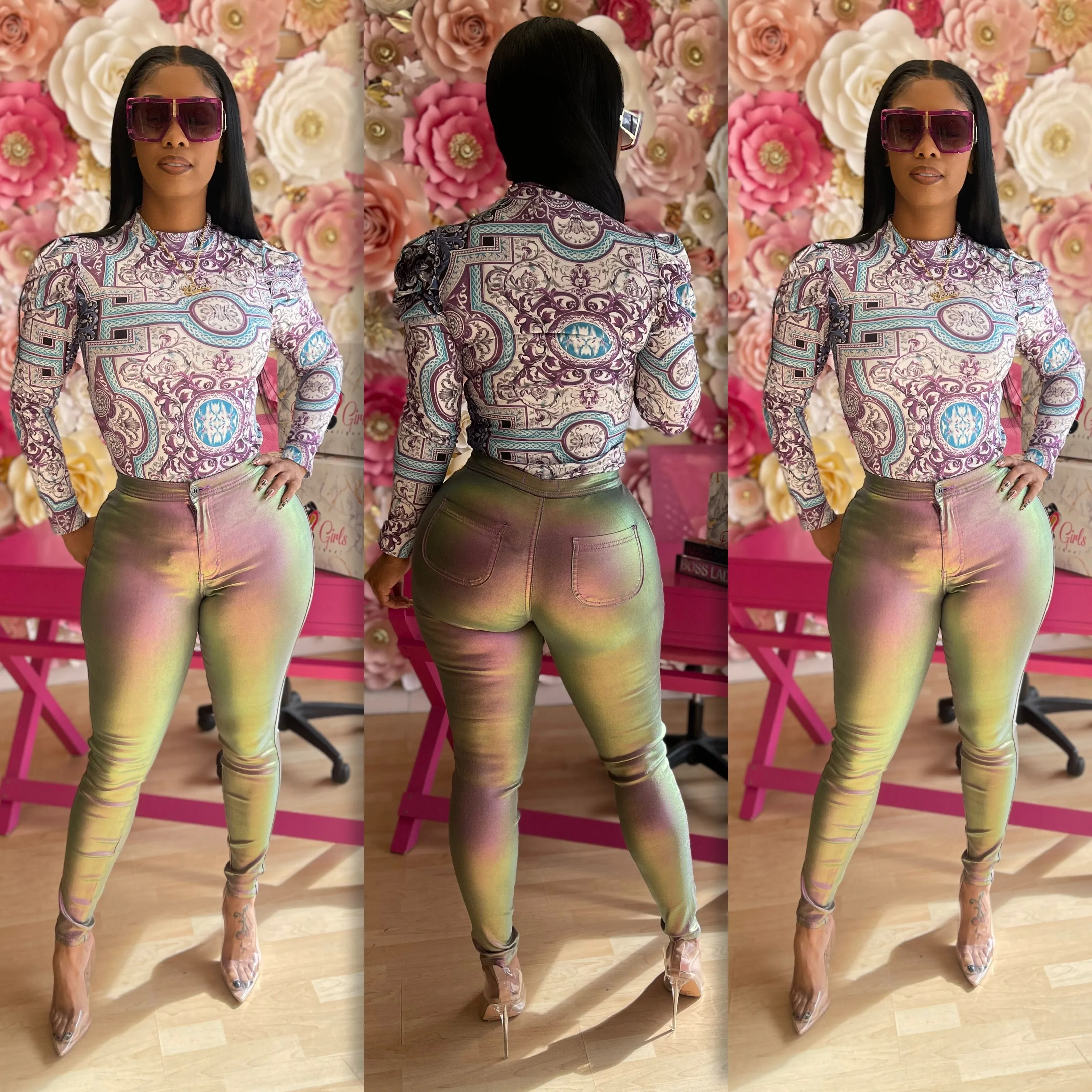 Custom Print Colors Bodysuit( Purple)