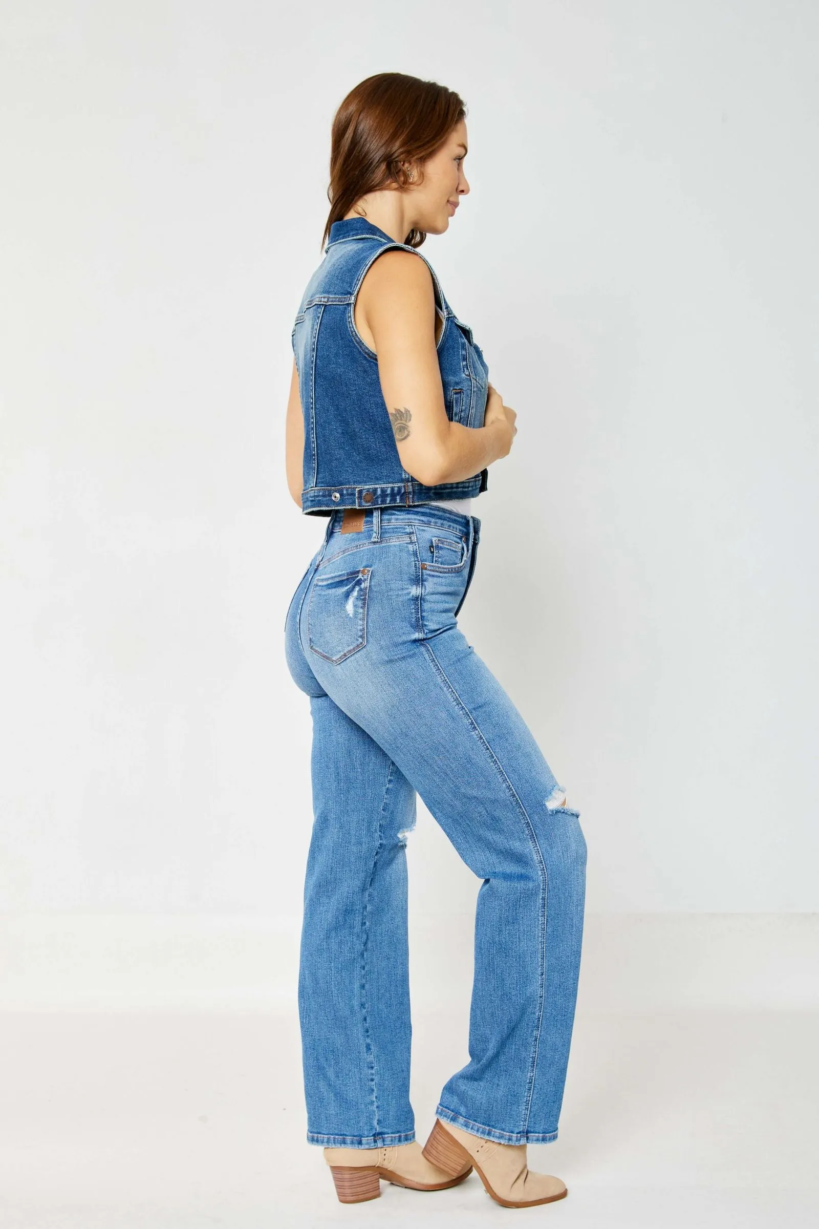 Daisy Judy Blue High Waist Tummy Control Straight Denim